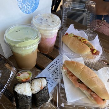 Lagu Cafe - Strawberry Sakura latte, matcha cold brew, salmon sandwich, salmon onigiri, arabiki sausage dog - Cafes Near Me - Irvine, California Lagu Cafe - Strawberry Sakura latte, matcha cold brew, salmon sandwich, salmon onigiri, arabiki sausage dog - Cafes Near Me - Irvine, California