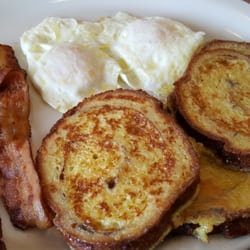 The Highway Restaurant - The cinnamon French toast was ok. Eggs were good.