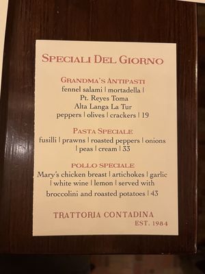Menu photo 2 Trattoria Contadina San Francisco, CA Menu photo 2 Trattoria Contadina San Francisco, CA