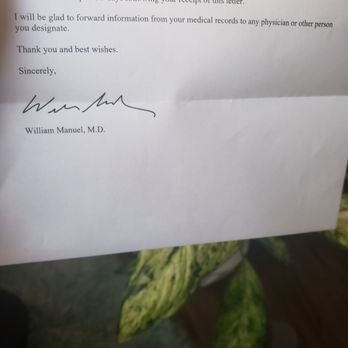 William Manuel, MD - I recieved this letter after posting my review. With no reason as to why. Based on how this office is run, I am not superised. - Internal Medicine Near Me - Houston, Texas