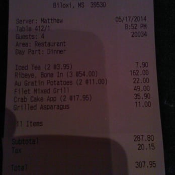 Morton's The Steakhouse - High bill - Steakhouses Near Me - Biloxi, Mississippi