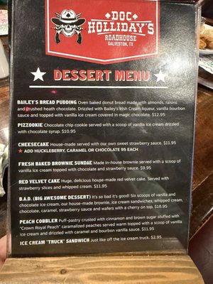 Menu photo 3 Doc Holliday's Roadhouse Galveston, TX Menu photo 3 Doc Holliday's Roadhouse Galveston, TX