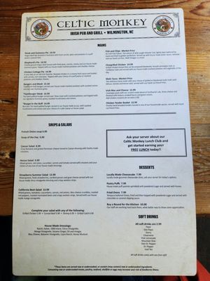 Menu photo 2 Celtic Monkey Wilmington, NC