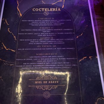 Miel De Agave - Cocktail Menu - Mexican Near Me - Phoenix, Arizona Miel De Agave - Cocktail Menu - Mexican Near Me - Phoenix, Arizona
