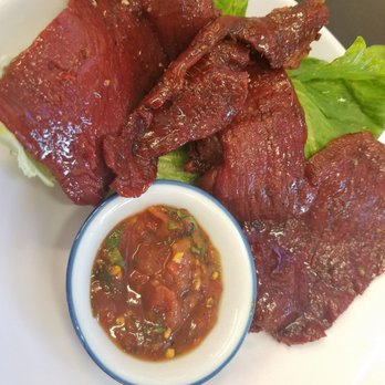 Vientiane Grocery - Beef jerky with a tomato salsa sauce... So good!! - Laotian Near Me - Seattle, Washington