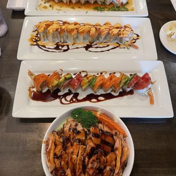 Super Sushi - Fiesta roll , Orange Bomb Roll, Super Sushi Roll, and Teriyaki Chicken Bowl - Sushi Bars Near Me - Carlsbad, California