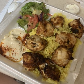 AV Kabob House - Chicken Kabob Plate. Comes with flatbread and garlic spread - Middle Eastern Near Me - Lancaster, California