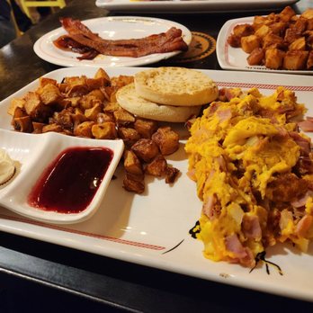 Breakfast Republic - Protein scramble with an English Muffin - Breakfast & Brunch Near Me - Costa Mesa, California Breakfast Republic - Protein scramble with an English Muffin - Breakfast & Brunch Near Me - Costa Mesa, California