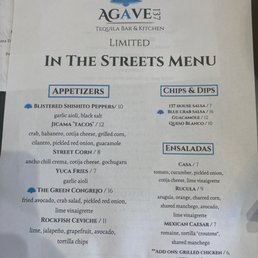 Opening Saturday Menu