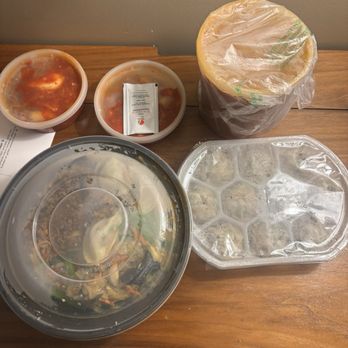MDK Noodles - Take Out Spicy Knife Cut Noodles in Chicken Broth (Spicy Kalguksu) and Pork Dumplings - Korean Near Me - Los Angeles, California MDK Noodles - Take Out Spicy Knife Cut Noodles in Chicken Broth (Spicy Kalguksu) and Pork Dumplings - Korean Near Me - Los Angeles, California