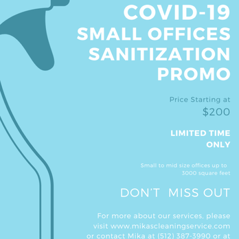 Mika's Cleaning Service - This service will provide a detailed cleaning and disinfection in common areas and other hightouch zones.Keep your office healthy and clean. - Office Cleaning Near Me