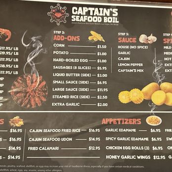 Captain's Seafood Boil - Menu 12/21/2025 - Cajun/Creole Near Me - Las Vegas, Nevada Captain's Seafood Boil - Menu 12/21/2025 - Cajun/Creole Near Me - Las Vegas, Nevada