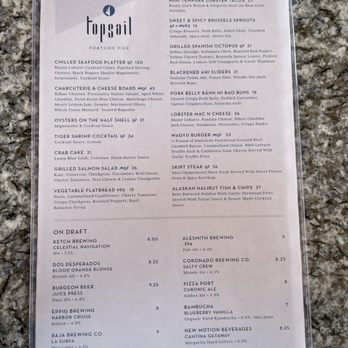 Topsail - Menu - American Near Me - San Diego, California Topsail - Menu - American Near Me - San Diego, California