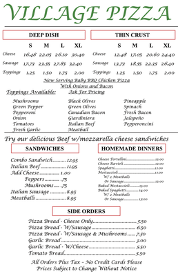 Menu photo 1 Village Pizza Tinley Park, IL Menu photo 1 Village Pizza Tinley Park, IL