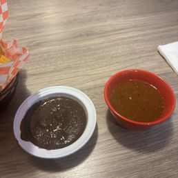 Bean dip and salsa