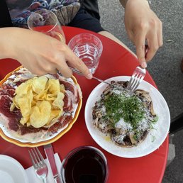 Mushroom toast, jambon iberico & olive chips