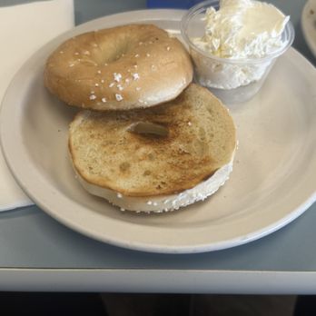 Bagelicious - Salt bagel with plain cream cheese - Bagels Near Me - Marietta, Georgia