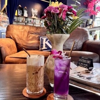 Kiki's Coffee & Spirits - Lavender cheesecake latte and kikiposa (spring menu items) - Coffee & Tea Near Me - San Antonio, Texas Kiki's Coffee & Spirits - Lavender cheesecake latte and kikiposa (spring menu items) - Coffee & Tea Near Me - San Antonio, Texas