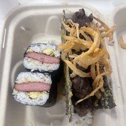 Spam Musubi and Korean BBQ Short Ribs Taco sooo good