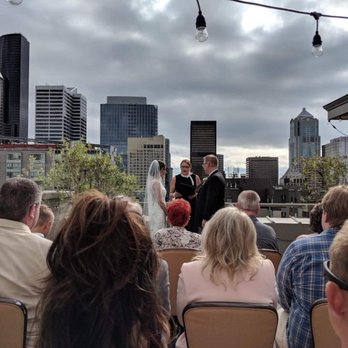 Seattle Wedding Officiants - Our rooftop ceremony officiated by Elaine. - Officiants Near Me Seattle Wedding Officiants - Our rooftop ceremony officiated by Elaine. - Officiants Near Me