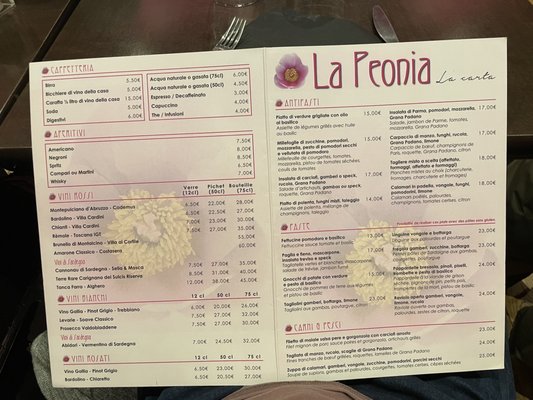 Menu photo 1 Caffe Peonia Boulogne Billancourt, 92 Menu photo 1 Caffe Peonia Boulogne Billancourt, 92