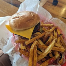 Charburger with fries