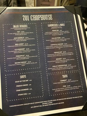 Menu photo 1 701 Chophouse Williston, ND