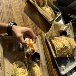 Chicken and Beed double tacos