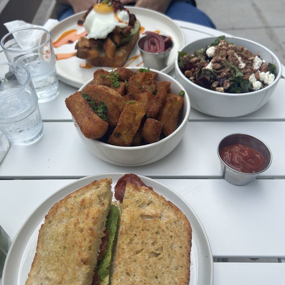 Full Circle Kitchen and Sound - Breakfast sandwich, fried potatoes, beet salad, and chili oil toast - Breakfast & Brunch Near Me - Covina, California Full Circle Kitchen and Sound - Breakfast sandwich, fried potatoes, beet salad, and chili oil toast - Breakfast & Brunch Near Me - Covina, California