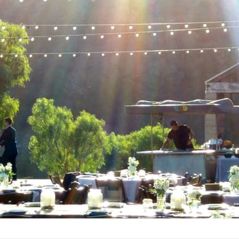 Gourmet taco cart catering by SOHOTACO.com for a wedding in the Holland Ranch courtyard area.