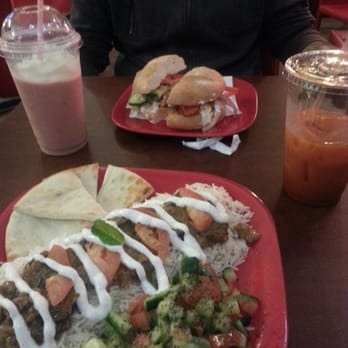 Cafe Rumi - Our usual dinner... eggplant platter, chicken sandwhich, soy thai ice tea, and smoothie. So yummy. - Mediterranean Near Me - Castro Valley, California Cafe Rumi - Our usual dinner... eggplant platter, chicken sandwhich, soy thai ice tea, and smoothie. So yummy. - Mediterranean Near Me - Castro Valley, California