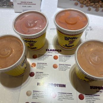 Booster Juice - Smalls (pirates nectar, strawberry sunshine, mango hurricane, tropical tornado) - Juice Bars & Smoothies Near Me - Mississauga, Ontario Booster Juice - Smalls (pirates nectar, strawberry sunshine, mango hurricane, tropical tornado) - Juice Bars & Smoothies Near Me - Mississauga, Ontario