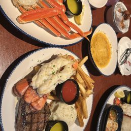 Surf and turf with a half lb snow crab. Surf and turf with a half lb snow crab.