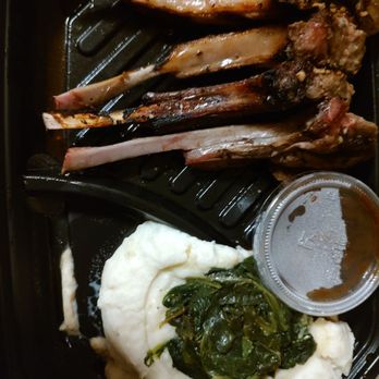 LongHorn Steakhouse - Lamb chops with spinach and mashed potatoes which comes with tossed salad - Steakhouses Near Me - Tampa, Florida LongHorn Steakhouse - Lamb chops with spinach and mashed potatoes which comes with tossed salad - Steakhouses Near Me - Tampa, Florida