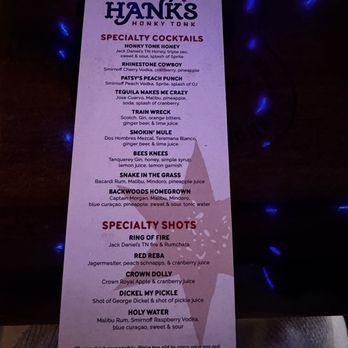 Hank's Honky Tonk - Drink menu - American Near Me - Murfreesboro, Tennessee Hank's Honky Tonk - Drink menu - American Near Me - Murfreesboro, Tennessee