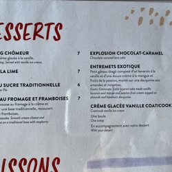 Capitaine Homard - Desserts menu