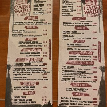 Cabo Wabo - Menu... nothing too exciting - Mexican Near Me - Cabo San Lucas, BCN