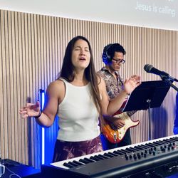 Worship team mid-song