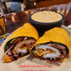 The LODGE Eatery and Pub - Buffalo Chicken Wrap with Mac n Cheese