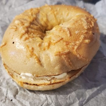 Bruegger's Bagels - Asiago Parmesean Bagel Toasted w/Cream Cheese - Bagels Near Me - Glastonbury, Connecticut Bruegger's Bagels - Asiago Parmesean Bagel Toasted w/Cream Cheese - Bagels Near Me - Glastonbury, Connecticut