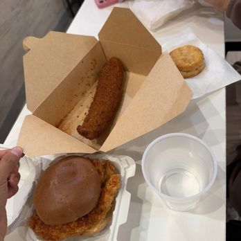 Fried Chicken House - Spicy Sandwich, 1 Flounder Fish, Honey Butter Biscuit - Fast Food Near Me - San Diego, California