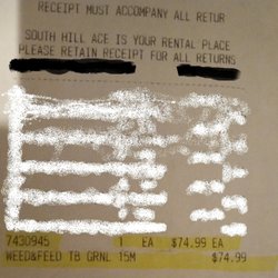 Ruggiero's Ace Hardware - My receipt edited for anonymity