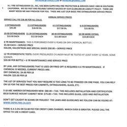 Price sheet