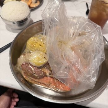 Cajun Crack'n - steamed white rice and Signature 1 - Seafood Near Me - Stockton, California