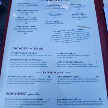 Anthony's at Spokane Falls - Menu - Seafood Near Me - Spokane, Washington
