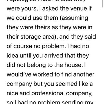 Analexa's Events - My reply - still assuming this is an absurd mistake. - Party & Event Planning Near Me