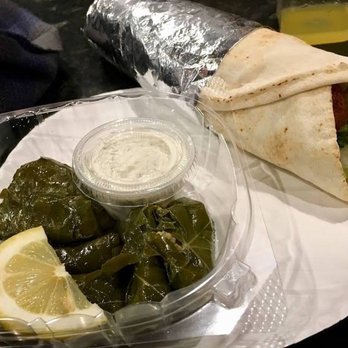 East Side Pockets - Grape Leaves with Greek sauce  Hummus Falafel Wrap - Middle Eastern Near Me - Providence, Rhode Island