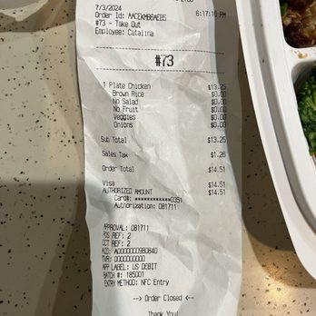 Flame Broiler - Receipt - Fast Food Near Me - Redondo Beach, California
