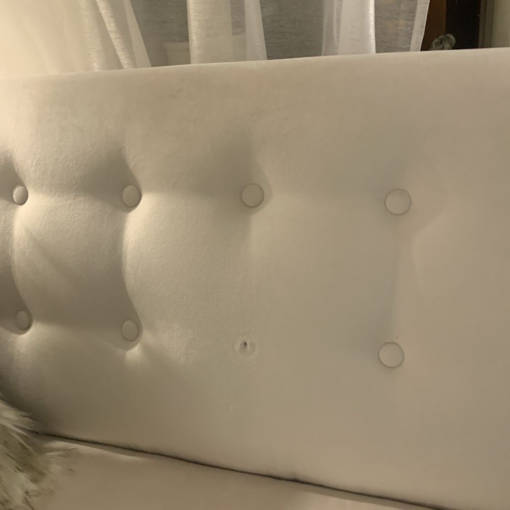 Before: untufted couch cushion and button fell off