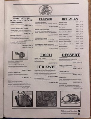 Menu photo 3 Malostranský hostinec Prague, PR Menu photo 3 Malostranský hostinec Prague, PR